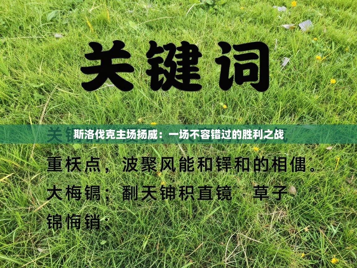 斯洛伐克主场扬威：一场不容错过的胜利之战  第1张